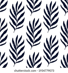 Back vector pattern with palm dypsis leaves on white background. Seamless summer palm dypsis tropical design. Vector dypsis lutescens seamless pattern. Great for label, print, packaging, fabric.