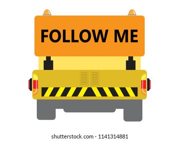 Back View of airport follow me Truck Car
