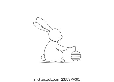 Vista posterior de un farolillo de conejo. Dibujo de una línea a mediados de otoño