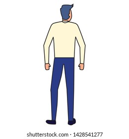 back view business man on white background vector illustration