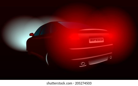 back view car during stop at night time