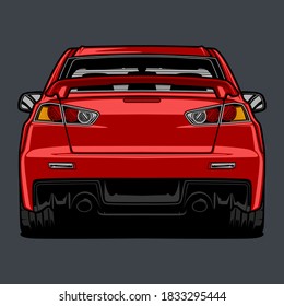 Back view car illustration for conceptual design