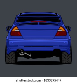Back view car illustration for conceptual design