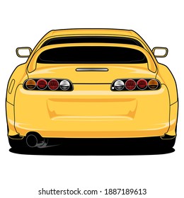 Back view car illustration for conceptual design