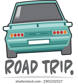 Back view cartoon car... Easy editable vector file...