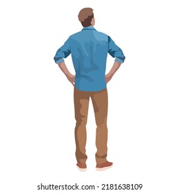 Back view of casual man isolated on white background illustration vector.