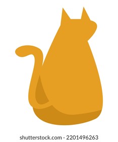 back view cat icon. cartoon style, doodle, cute character. logos. the concept of animals, pets, simple, etc. flat vector