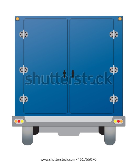 Back view of\
Container cargo pickup\
truck