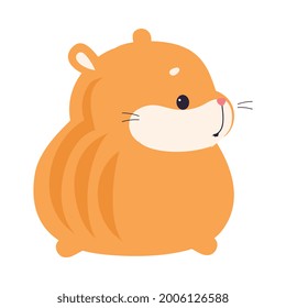 Back View of Cute Hamster, Adorable Funny Red Pet Animal Character Cartoon Vector Illustration