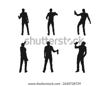 Back view of a drunk man with a bottle of wine silhouette. Drunk man with beer glass in hand silhouette, party people vector. Drunk man with beer bottle silhouette vector.