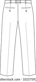 Back view of formal trousers for men and women.