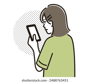 Rückansicht eines Mädchens, das ein Smartphone bedient
