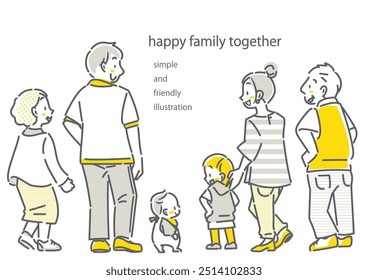 back view of happy 3 generation family