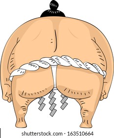 Back View Illustration of a Sumo Wrestler