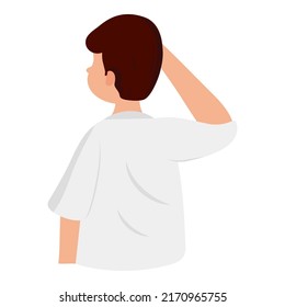 Back View Of Indian Man Saluting On White Background.