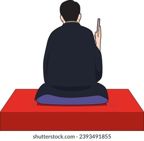 Back view of Japanese Rakugo performer