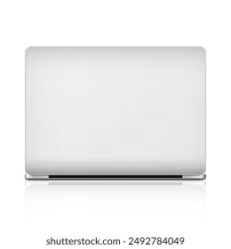 The back view of the laptop computer isolated with clipping path on white background