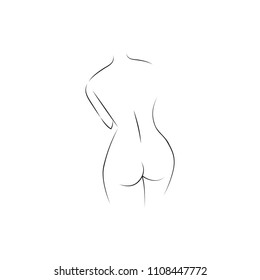Back view of line art sexy women
