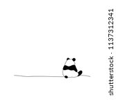 Back view lonely panda, vector illustration