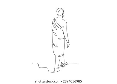 Back view of a man going on Hajj. Hajj one-line drawing
