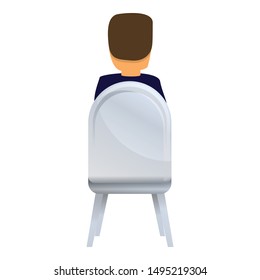 Back view man on chair icon. Cartoon of back view man on chair vector icon for web design isolated on white background
