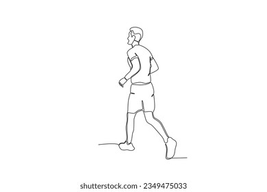 Back view of a man running in the morning. Morning activities one-line drawing