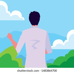 back view of a man standing in the outdoor