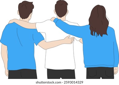 Back view of a man and woman with their arms around each other