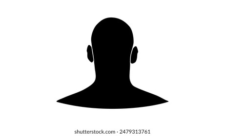 Rückansicht des Kopfes des Mannes, schwarze isolierte Silhouette