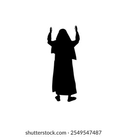 Back view of Muslim man standing and praying