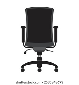 Vista traseira da cadeira de escritório com roda e braço descanso ilustração vetor.
