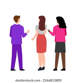 Back view of people. Back. Behind, the crowd. Vector simple color flat illustration.