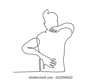 back view of person suffering from headache and neck pain holding their place of pain
