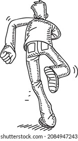 Back view of the running man - sketchy hand-drawn vector illustration.