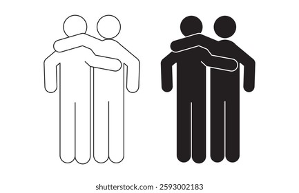 back view side hug Friends Icon set
