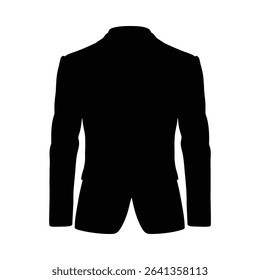 Back view silhouette of a man in a black suit and white shirt.