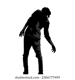 Back view of a silhouetted zombie isolated on white background illustration vector.