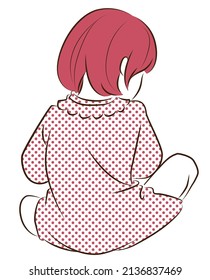 Back view sitting girl