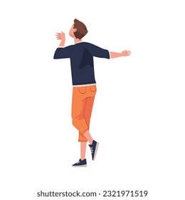 Back View of Standing Guy Looking at Something Vector Illustration