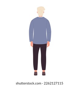 Back view of standing teacher man. School professor, male lecturer vector illustration
