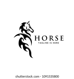 back view tail fire horse logo