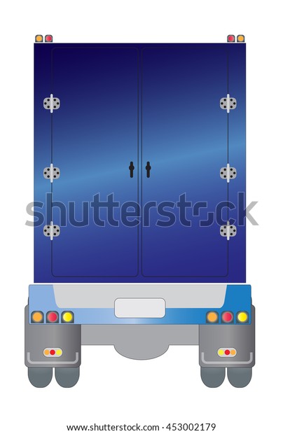 Back view of\
Trailer Container Cargo\
truck