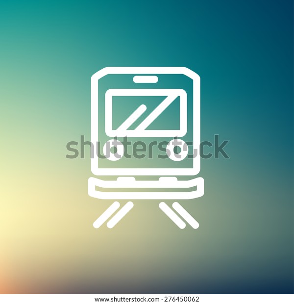 Back view of the train icon thin line for web\
and mobile, modern minimalistic flat design. Vector white icon on\
gradient mesh background.