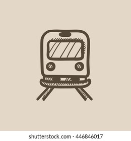 Back view of train vector sketch icon isolated on background. Hand drawn Back view of train icon. Back view of train sketch icon for infographic, website or app.