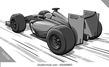 back view vector fast cartoon formula race car illustration art
