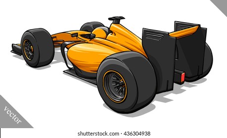 back view vector fast cartoon formula race car illustration art