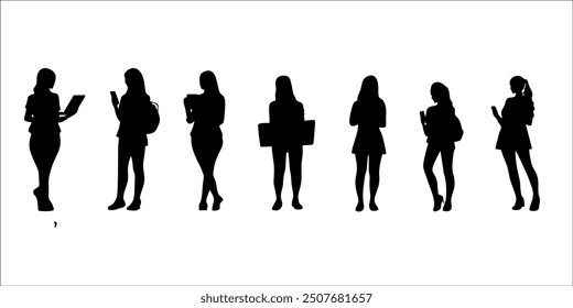Back View of Vector Silhouettes of Different People
