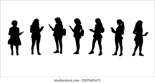 Back View of Vector Silhouettes of Different People