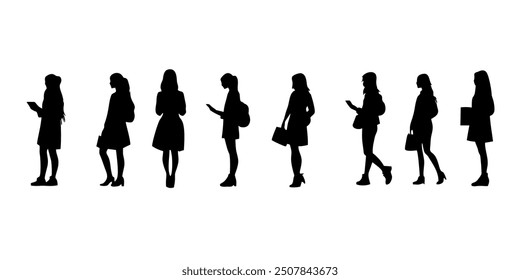 Back View Vector Silhouettes of Different People