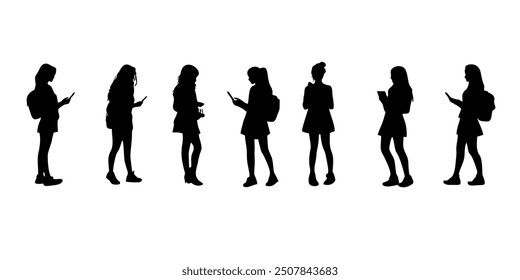 Back View Vector Silhouettes of Different People